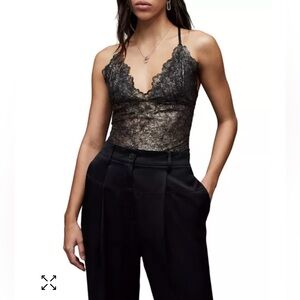All Saints Erity Coated Lace Bodysuit Size 2